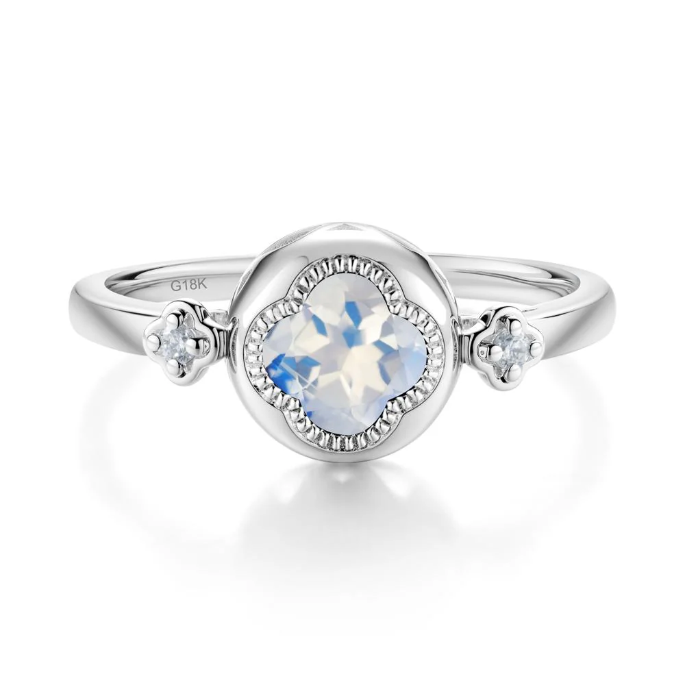 Milgrain Clover Cut Moonstone Ring - Image 8