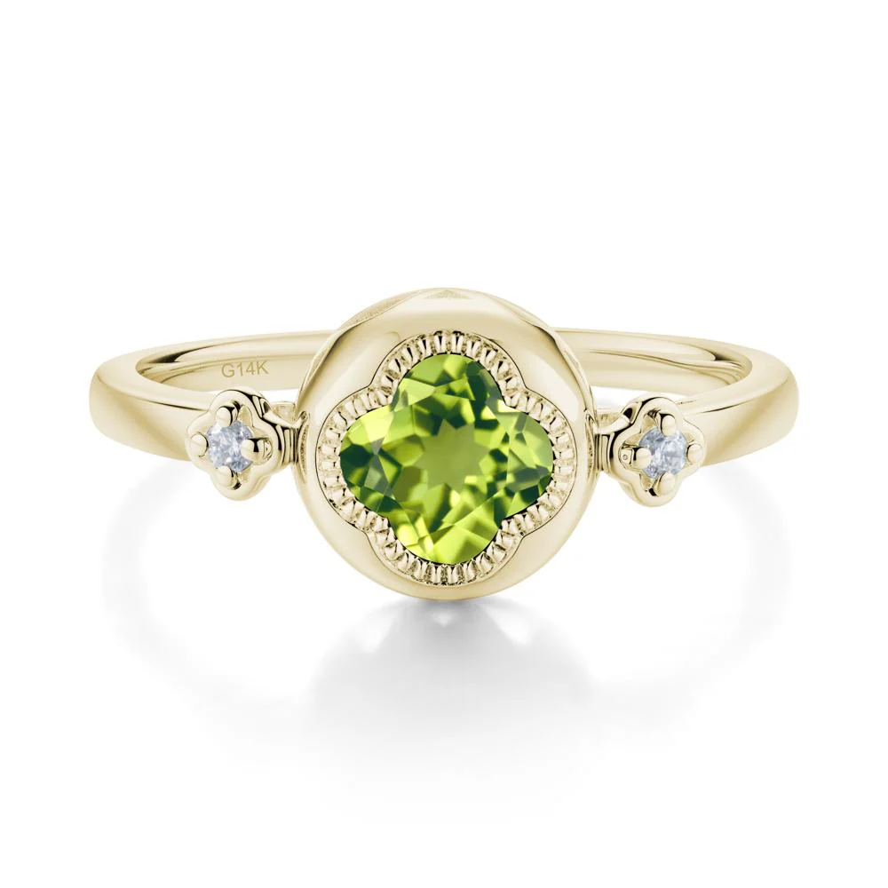Milgrain Clover Cut Peridot Ring