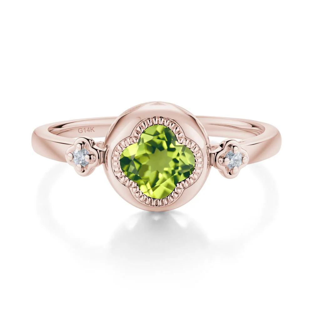 Milgrain Clover Cut Peridot Ring - Image 2