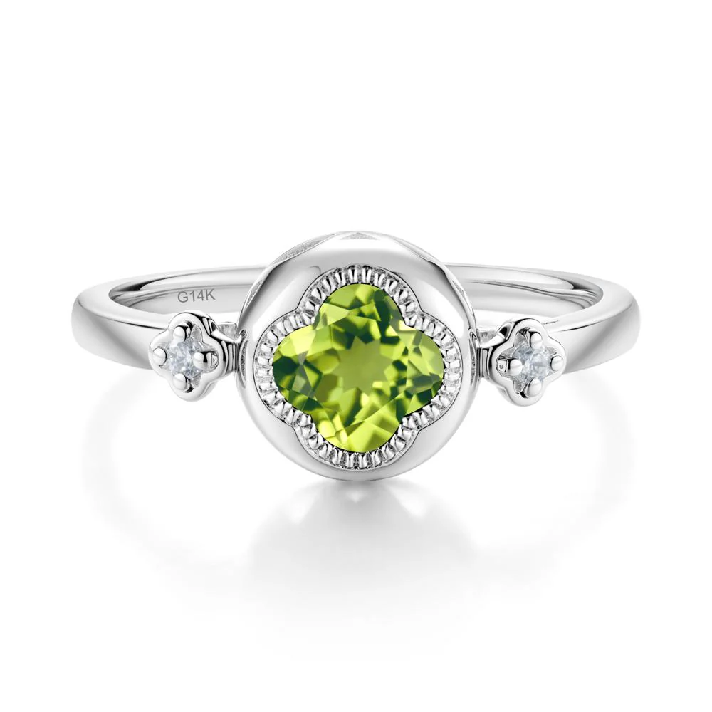 Milgrain Clover Cut Peridot Ring - Image 5