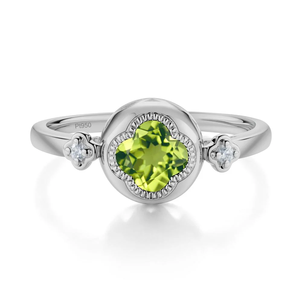 Milgrain Clover Cut Peridot Ring - Image 7