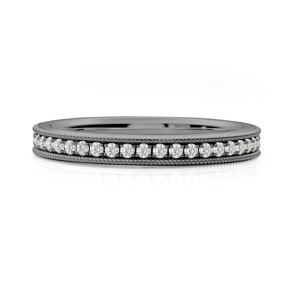 Milgrain Cubic Zirconia Wedding Band - Image 3