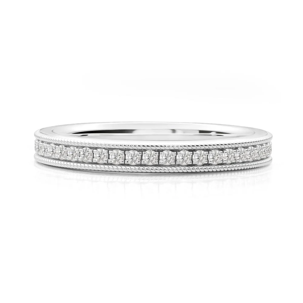 Milgrain Cubic Zirconia Wedding Band - Image 9