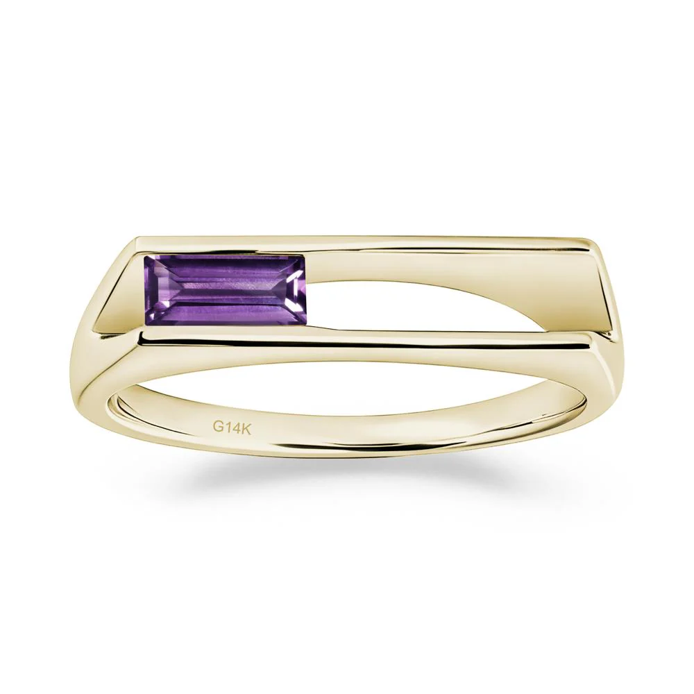 Minimalism Bezel Set Amethyst Ring - Image 3