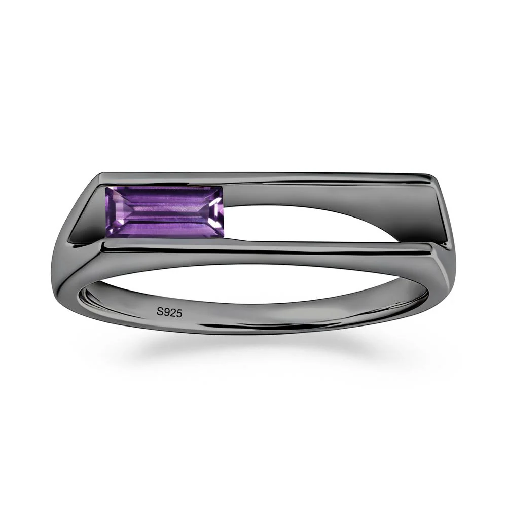 Minimalism Bezel Set Amethyst Ring - Image 7