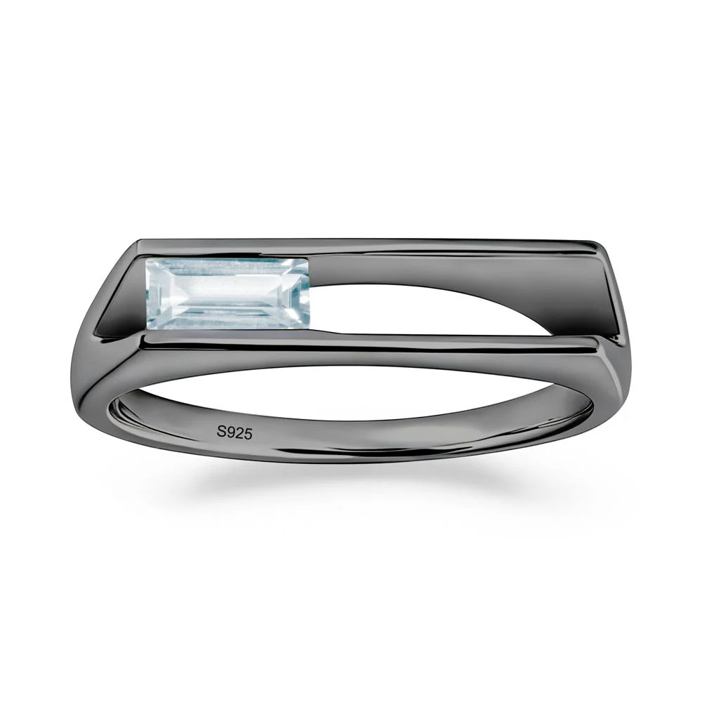 Minimalism Bezel Set Aquamarine Ring - Image 9