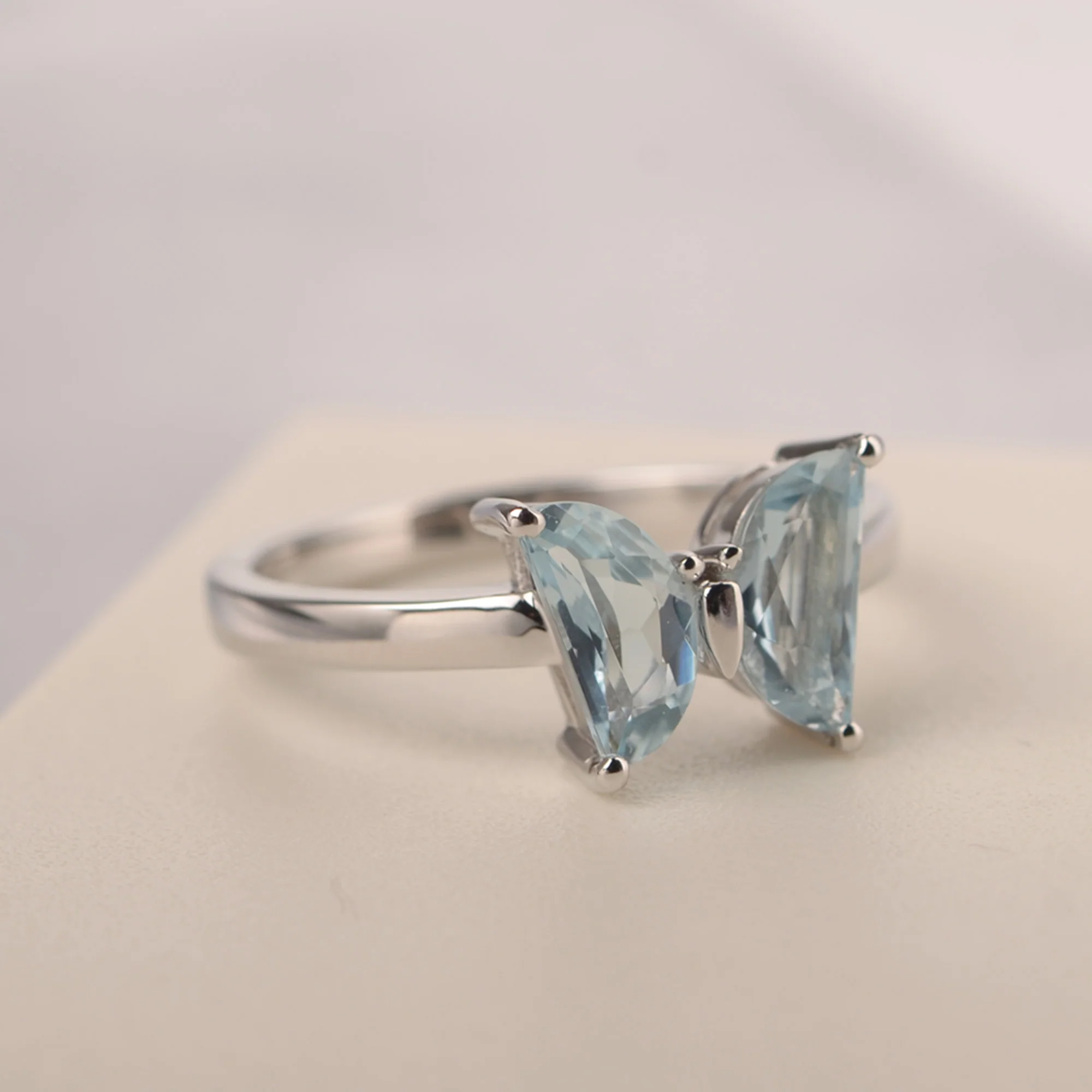 Minimalism Butterfly Aquamarine Ring - Image 2