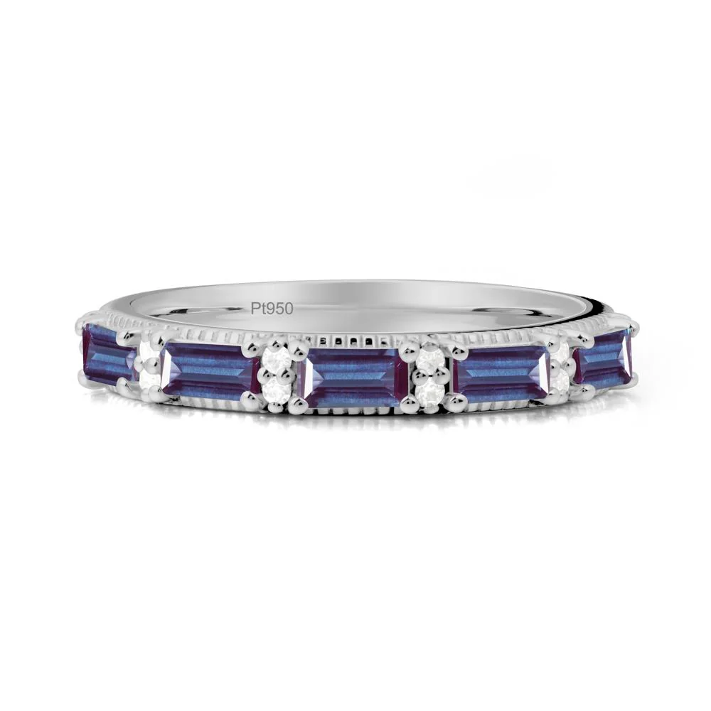 Minimalist Alexandrite Baguette Stacking Ring