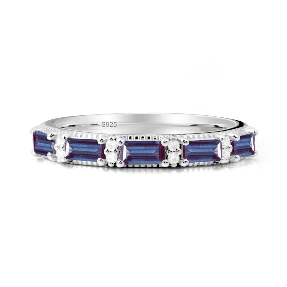 Minimalist Alexandrite Baguette Stacking Ring - Image 4