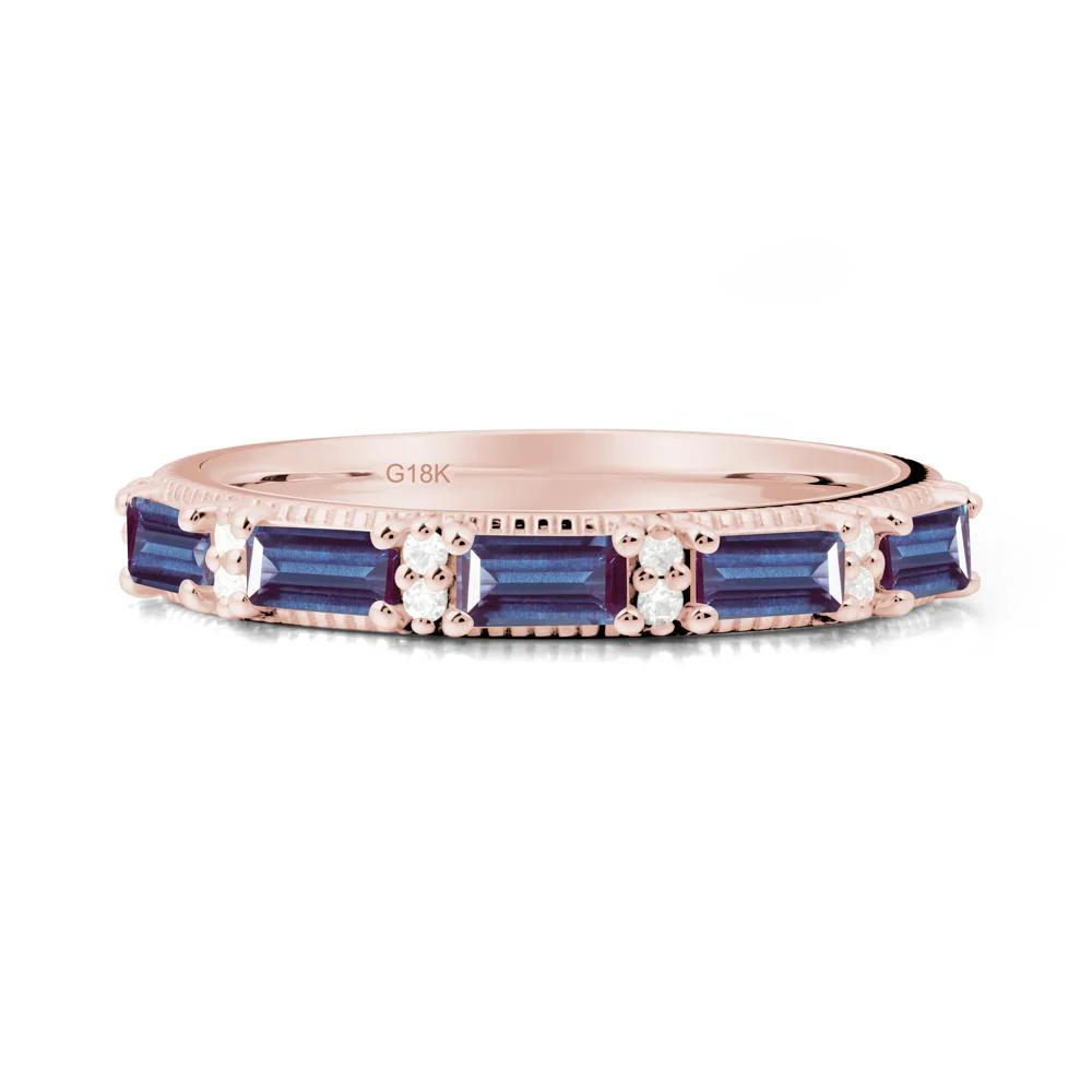 Minimalist Alexandrite Baguette Stacking Ring - Image 7