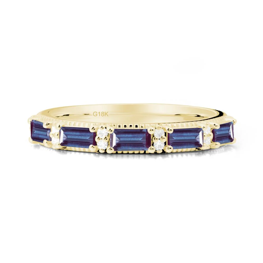 Minimalist Alexandrite Baguette Stacking Ring - Image 8
