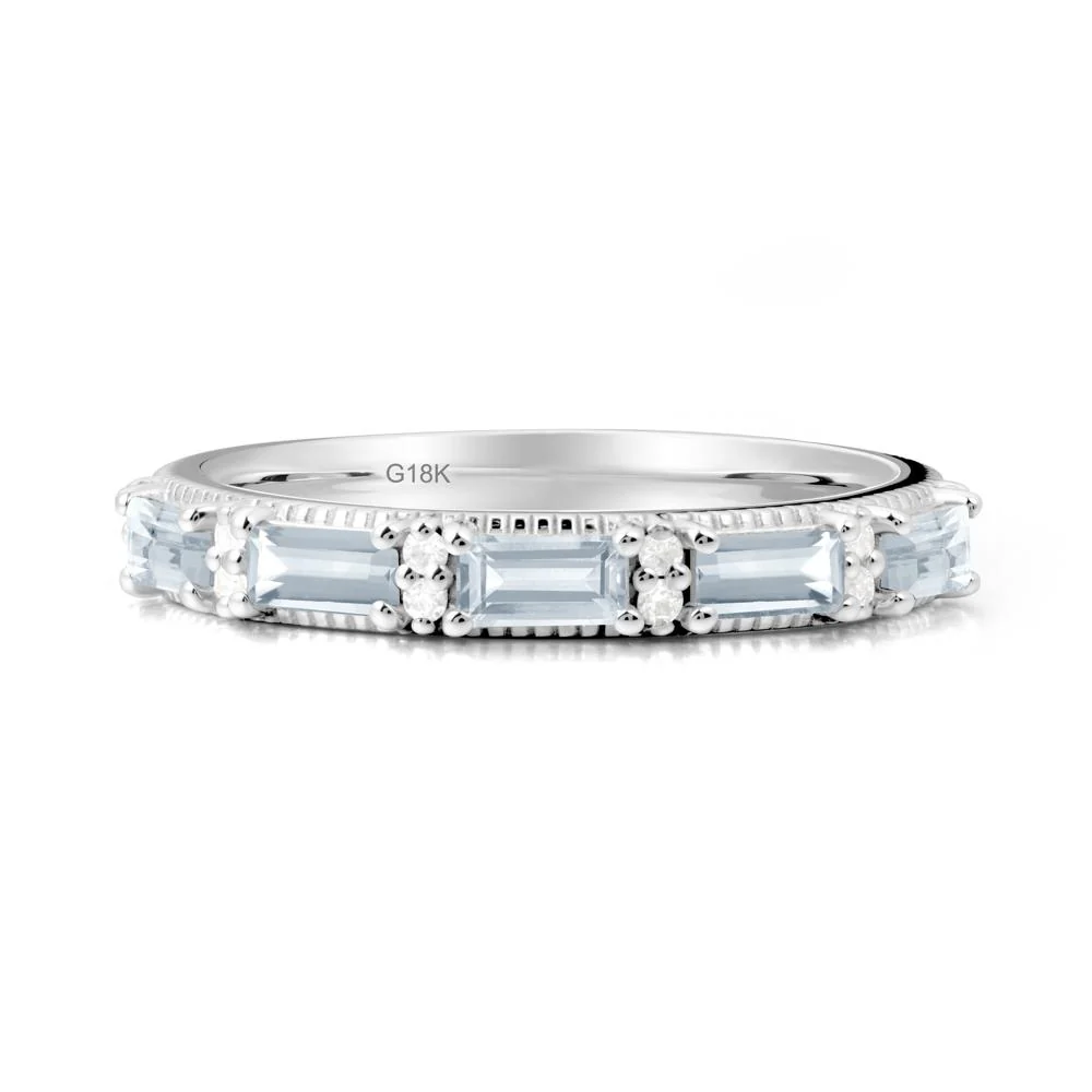 Minimalist Aquamarine Baguette Stacking Ring - Image 6