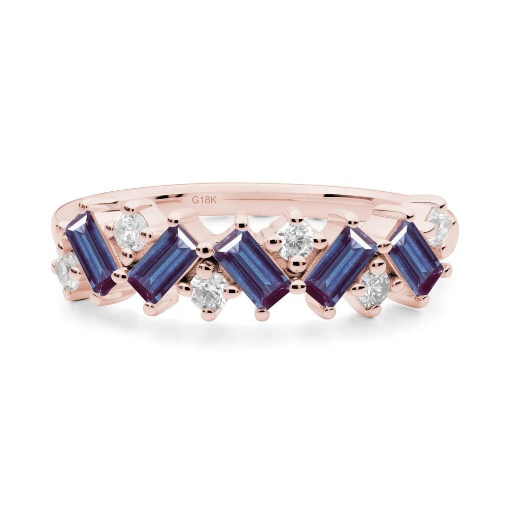 Minimalist Baguette Alexandrite Wedding Ring - Image 5