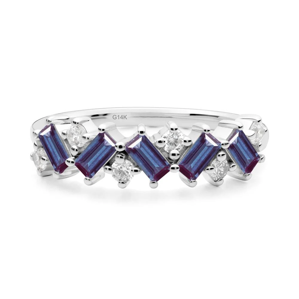 Minimalist Baguette Alexandrite Wedding Ring - Image 6