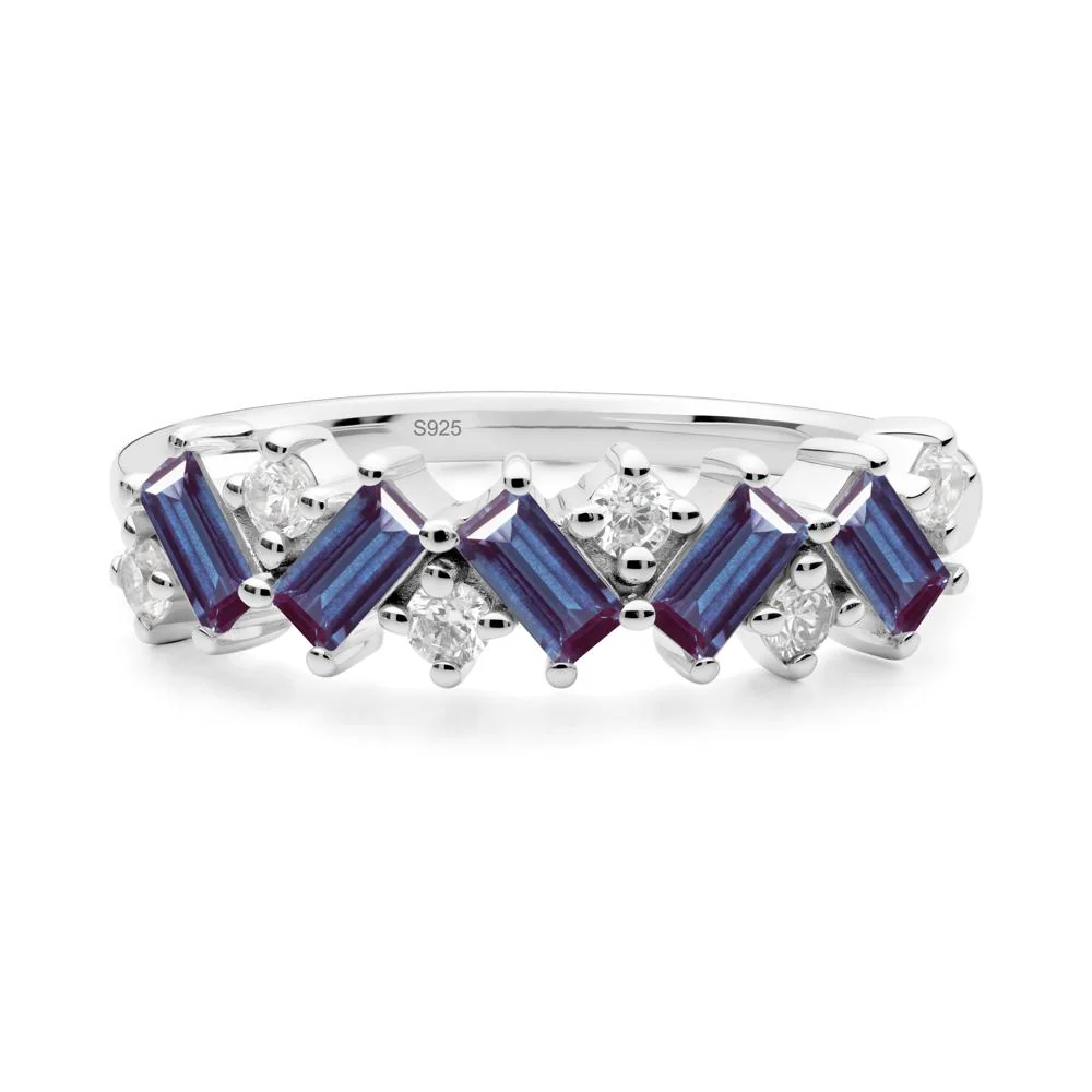Minimalist Baguette Alexandrite Wedding Ring - Image 8