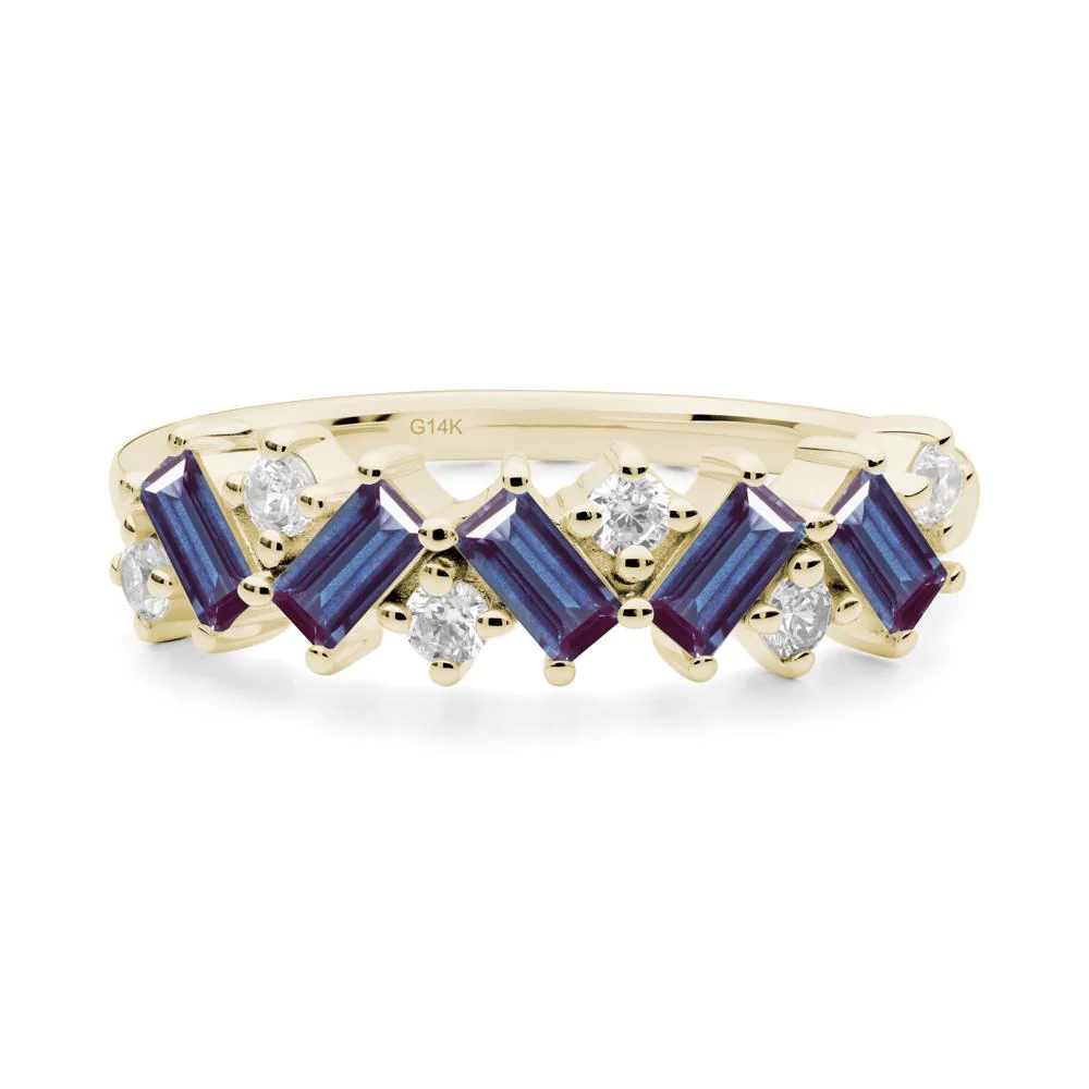 Minimalist Baguette Alexandrite Wedding Ring - Image 9