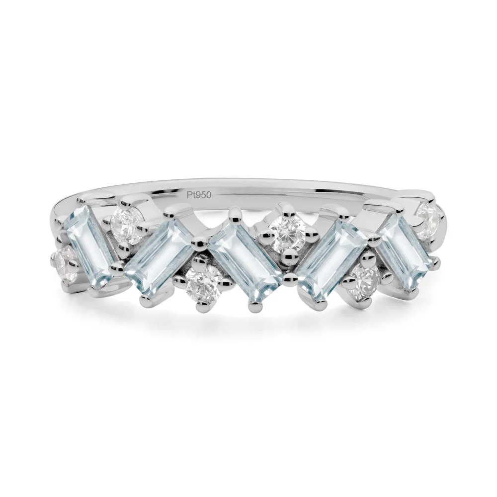Minimalist Baguette Aquamarine Wedding Ring - Image 4