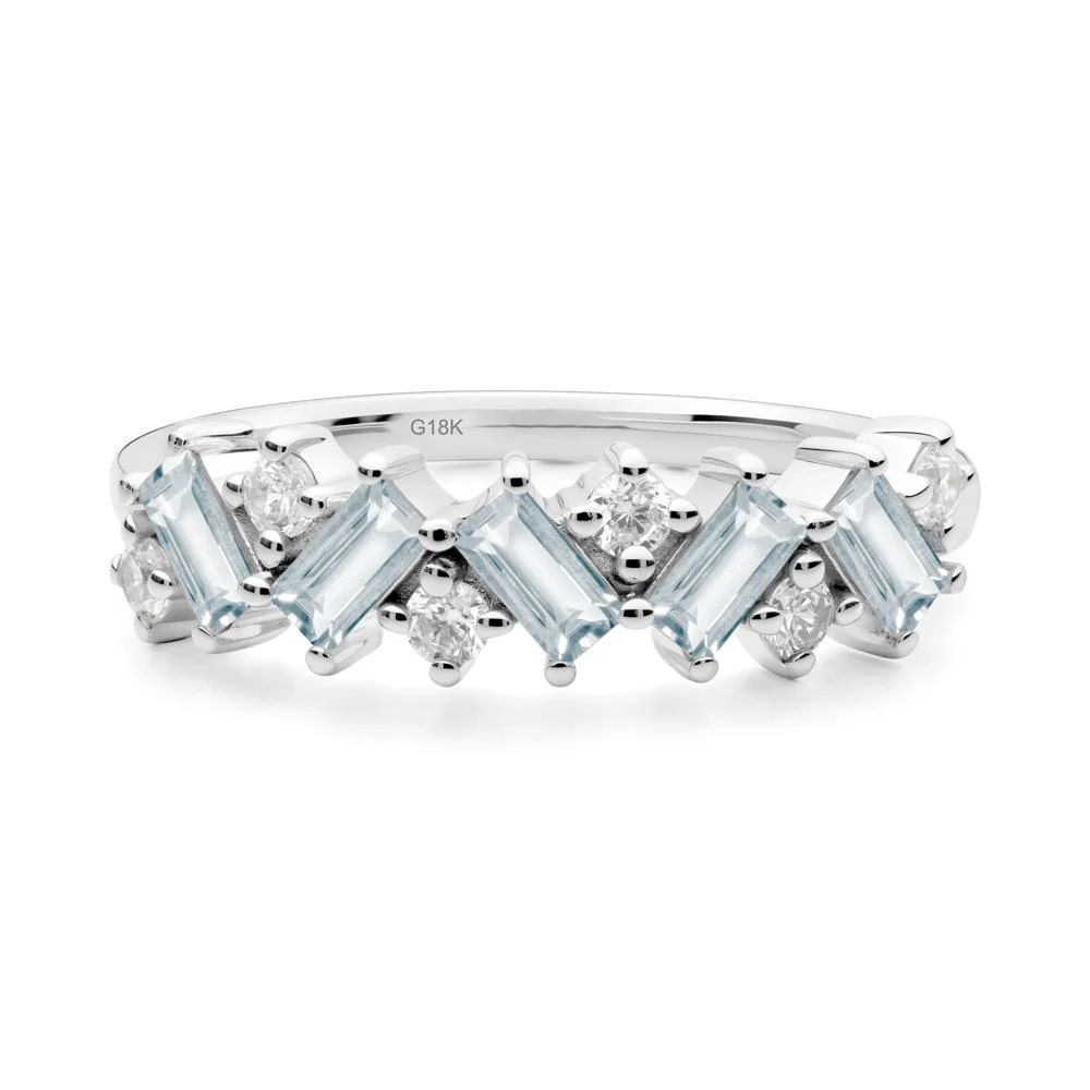 Minimalist Baguette Aquamarine Wedding Ring - Image 5