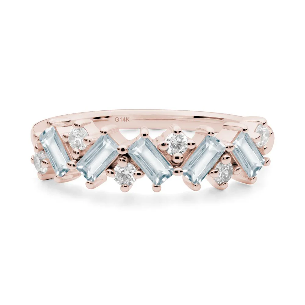 Minimalist Baguette Aquamarine Wedding Ring - Image 9
