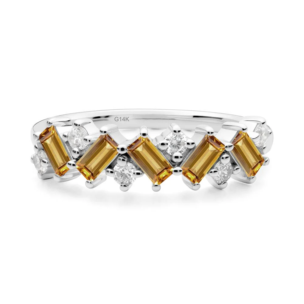 Minimalist Baguette Citrine Wedding Ring - Image 2
