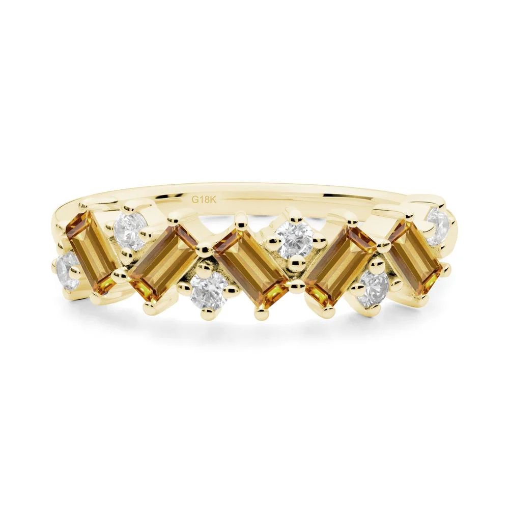 Minimalist Baguette Citrine Wedding Ring - Image 3