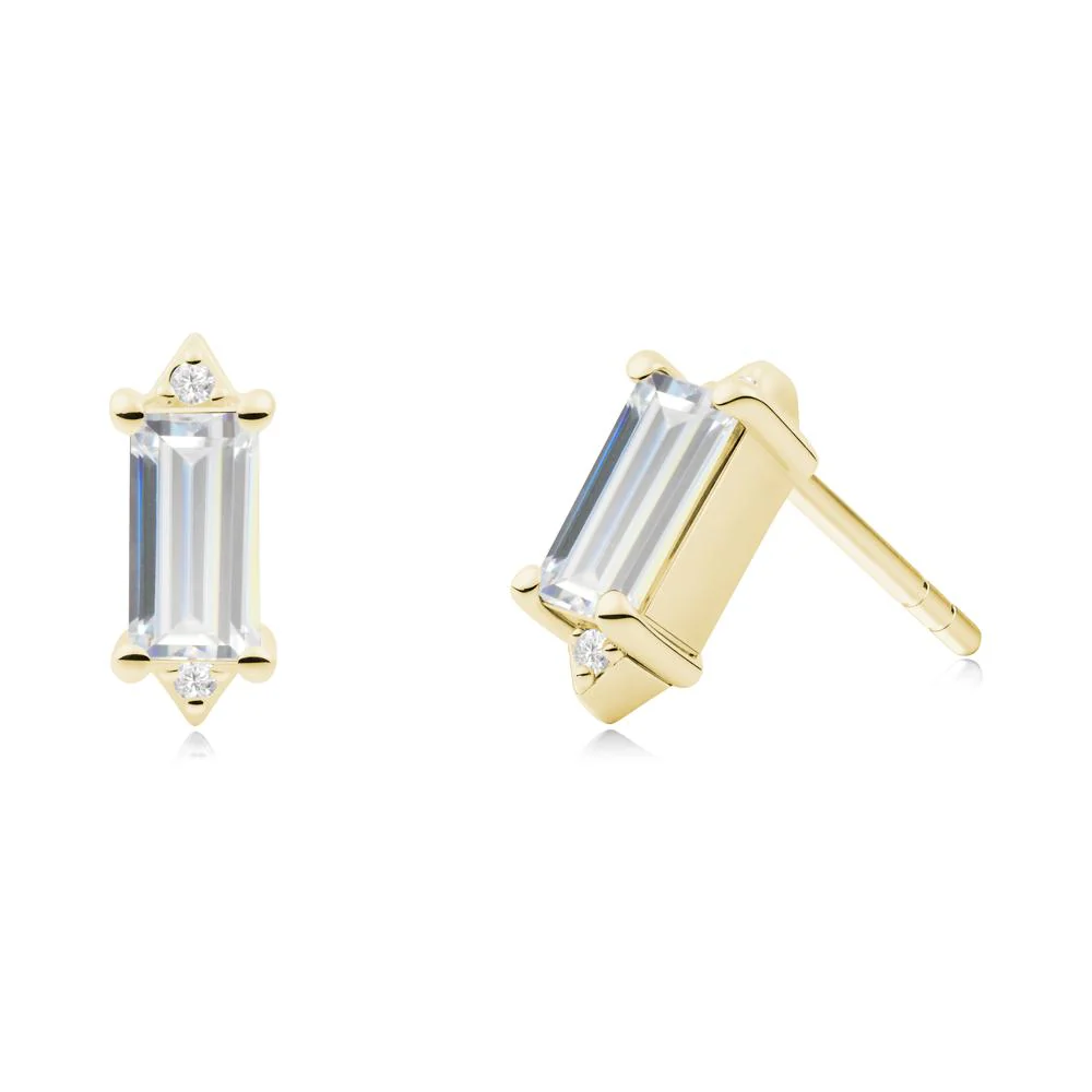 Minimalist Baguette Cubic Zirconia Stud Earrings - Image 4