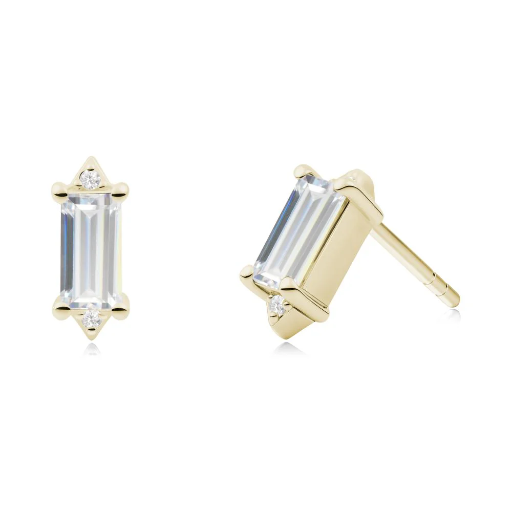 Minimalist Baguette Cubic Zirconia Stud Earrings - Image 5