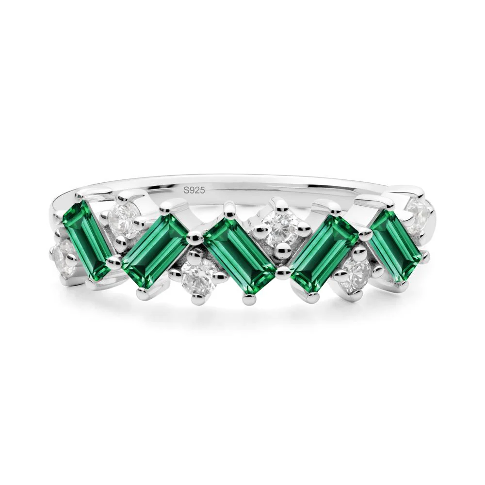 Minimalist Baguette Emerald Wedding Ring