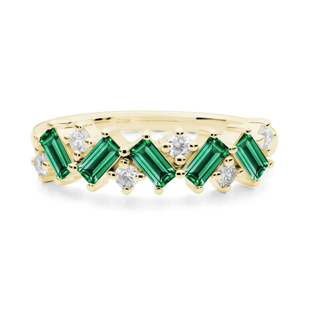 Minimalist Baguette Emerald Wedding Ring - Image 6