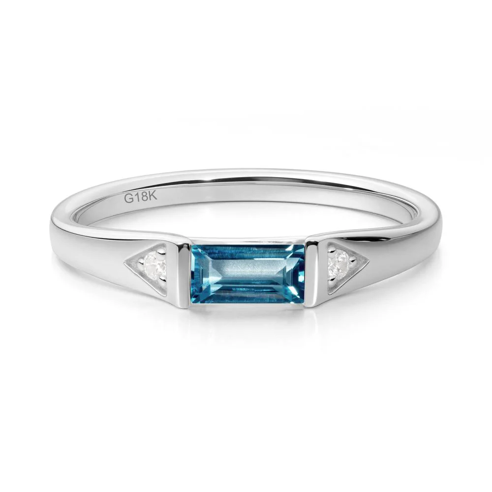 Minimalist Baguette London Blue Topaz Ring - Image 4