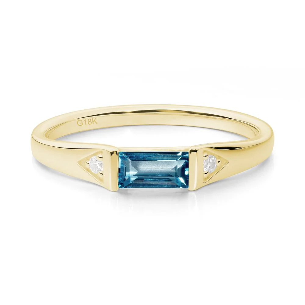 Minimalist Baguette London Blue Topaz Ring - Image 7