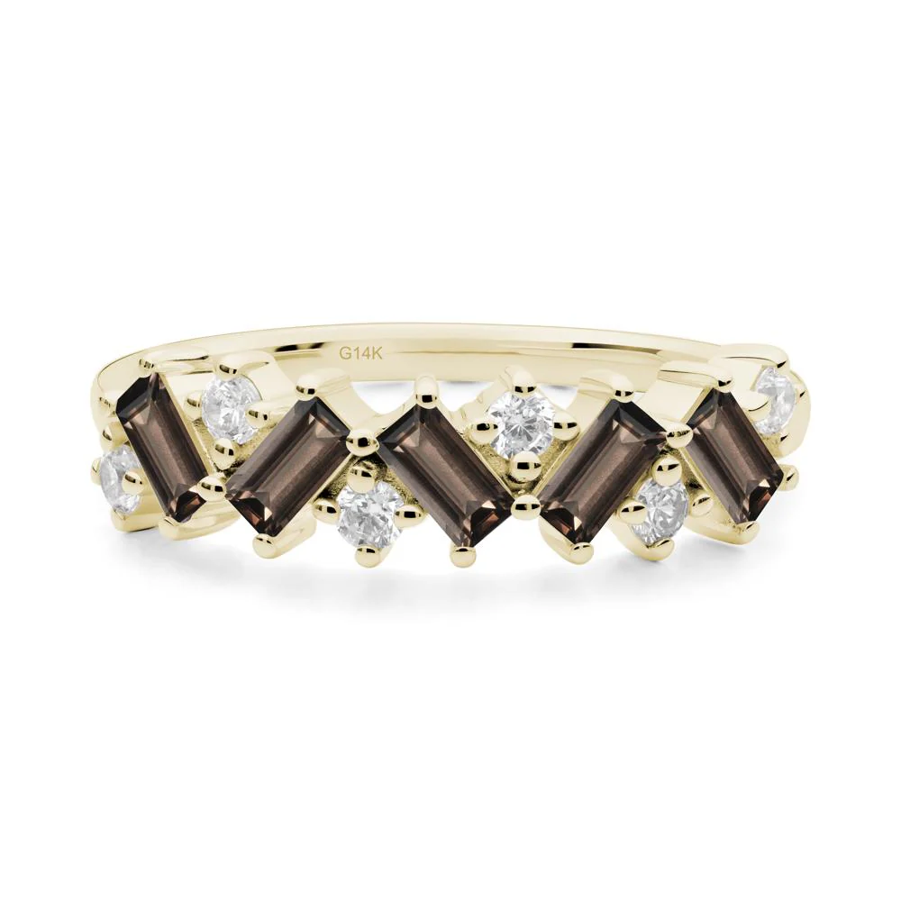 Minimalist Baguette Smoky Quartz Wedding Ring - Image 2