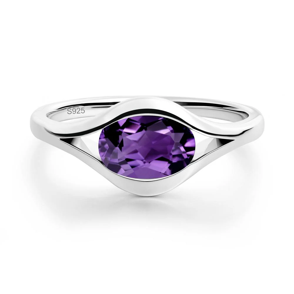 Minimalist Bezel Set Amethyst Ring