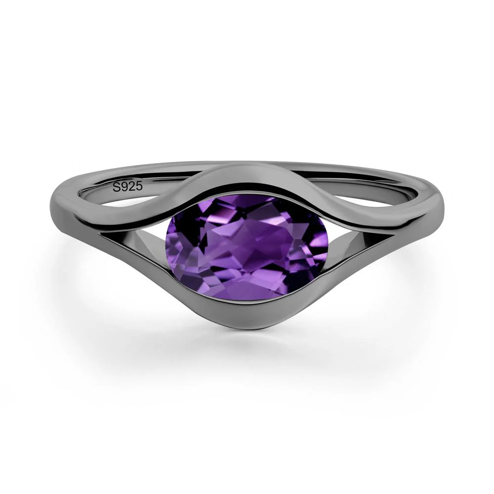 Minimalist Bezel Set Amethyst Ring - Image 2