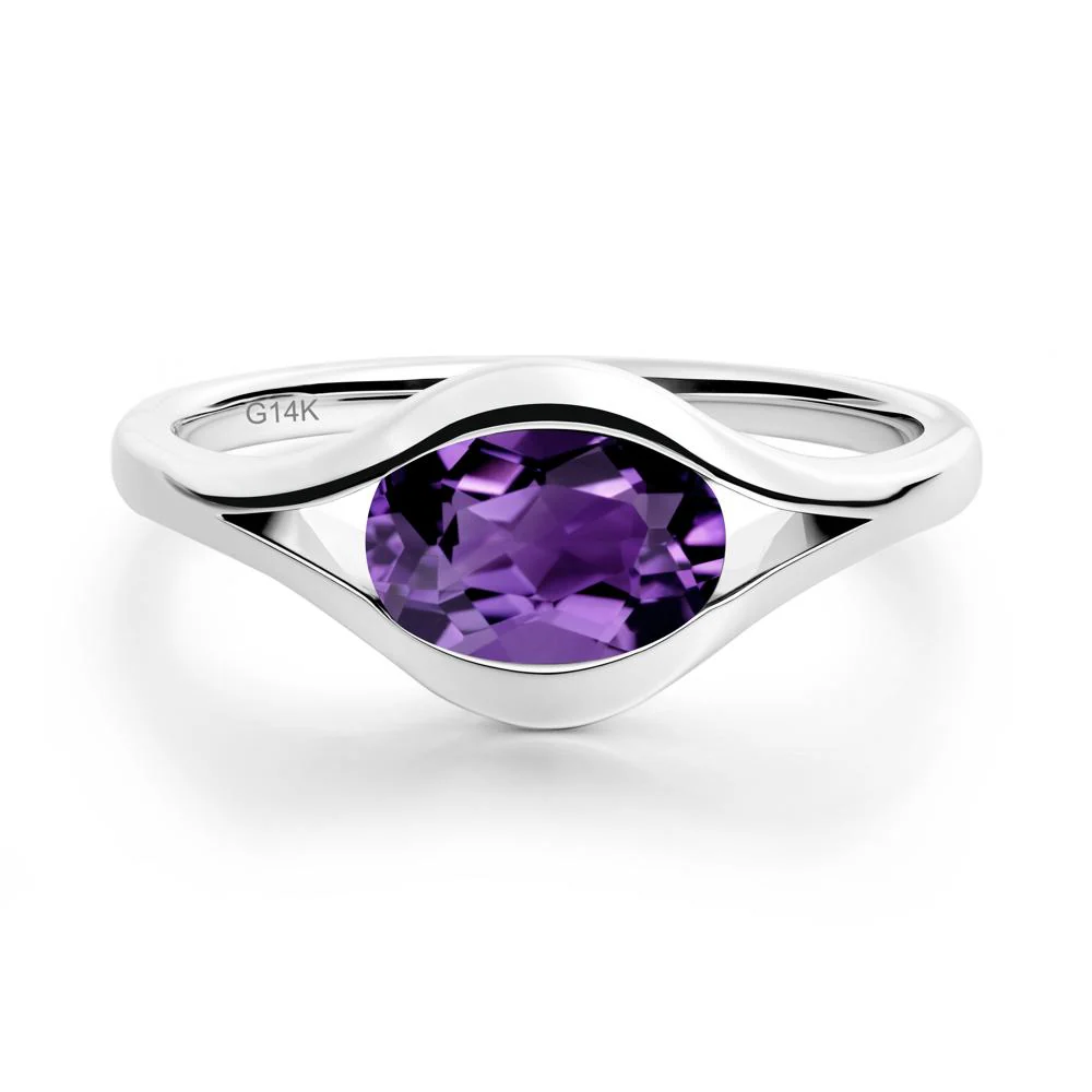 Minimalist Bezel Set Amethyst Ring - Image 5