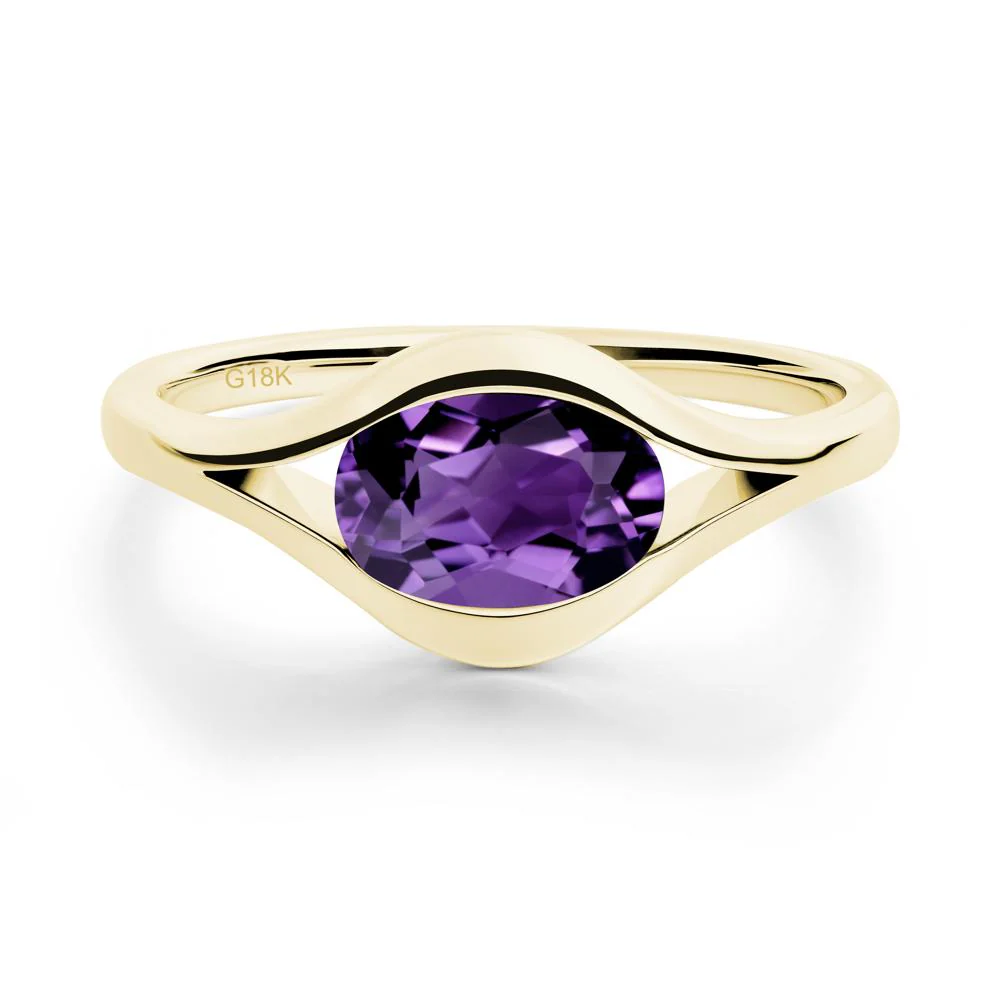 Minimalist Bezel Set Amethyst Ring - Image 6