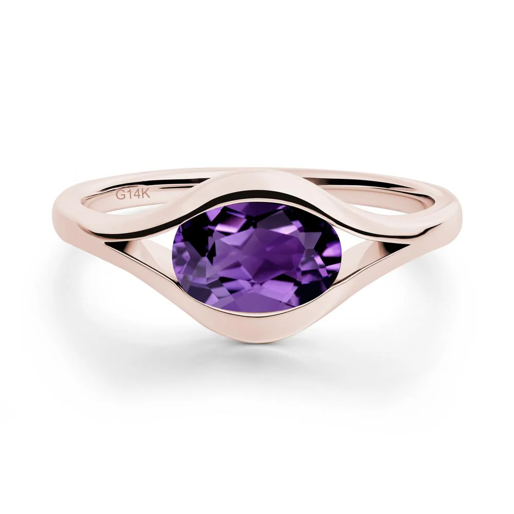 Minimalist Bezel Set Amethyst Ring - Image 8