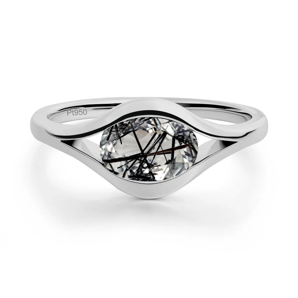 Minimalist Bezel Set Black Rutilated Quartz Ring - Image 5