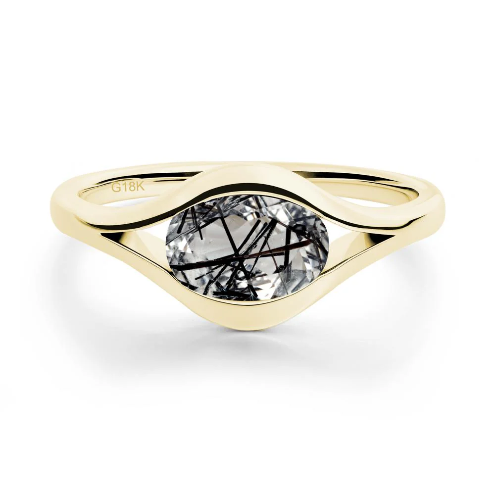 Minimalist Bezel Set Black Rutilated Quartz Ring - Image 6