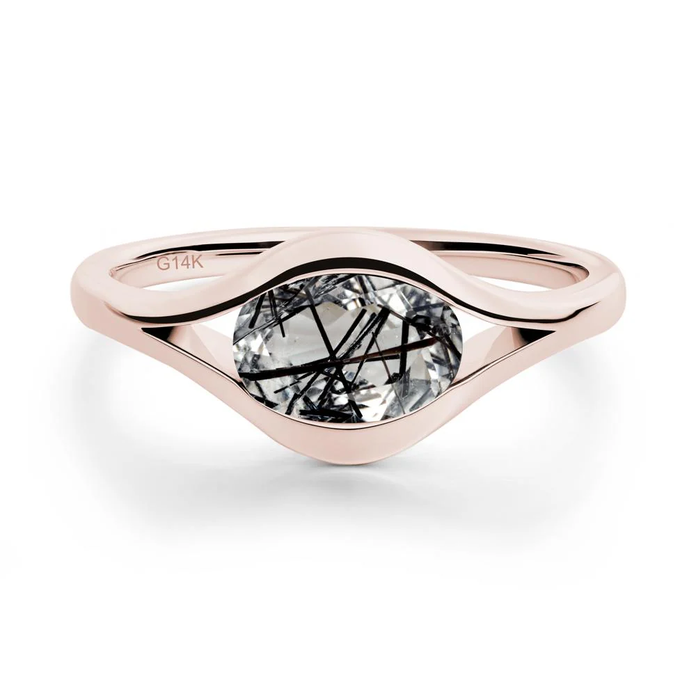 Minimalist Bezel Set Black Rutilated Quartz Ring - Image 9