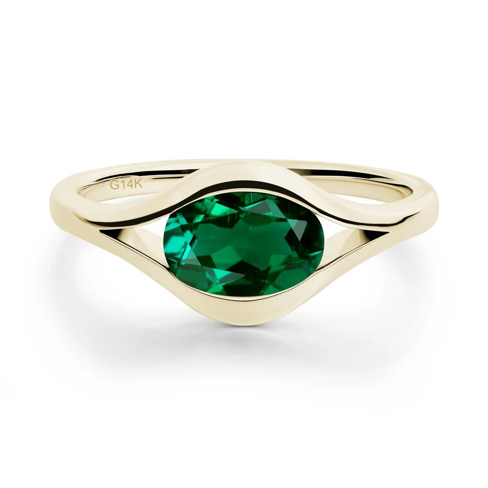 Minimalist Bezel Set Emerald Ring - Image 4