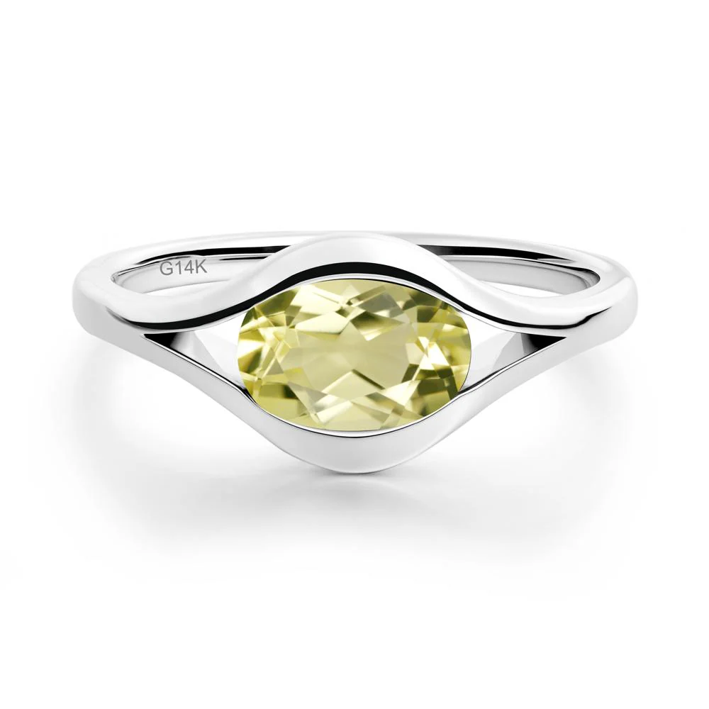 Minimalist Bezel Set Lemon Quartz Ring