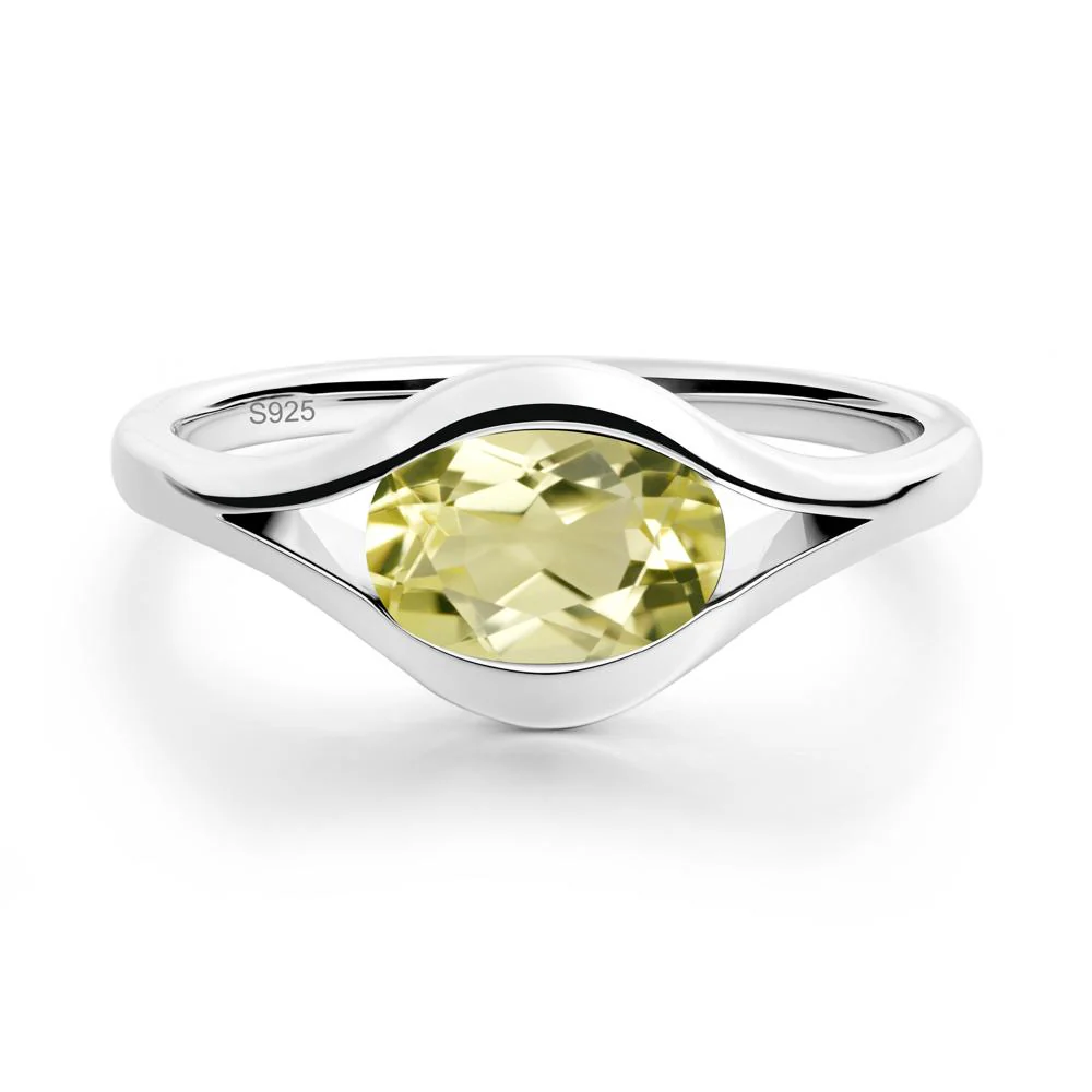 Minimalist Bezel Set Lemon Quartz Ring - Image 4