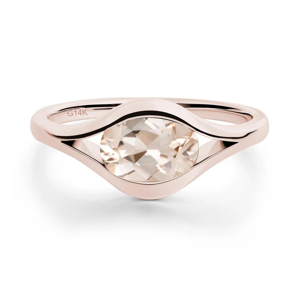 Minimalist Bezel Set Morganite Ring - Image 3