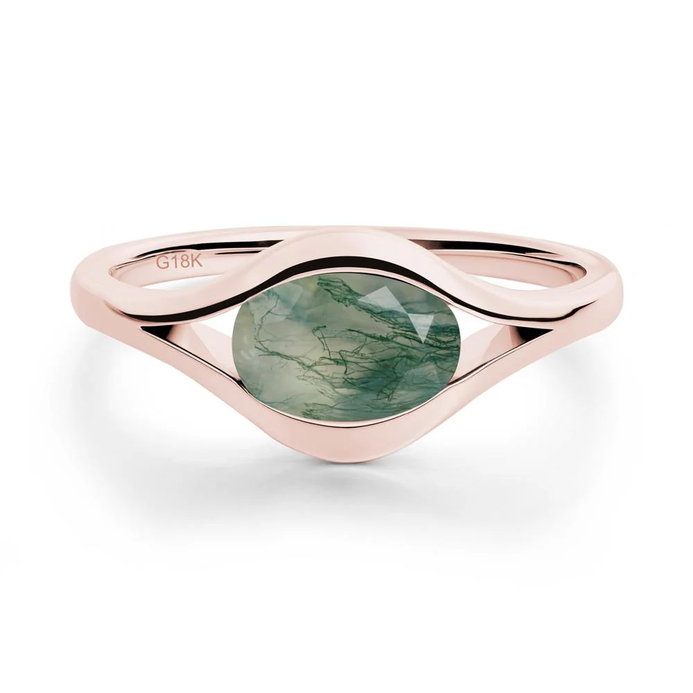 Minimalist Bezel Set Moss Agate Ring - Image 2