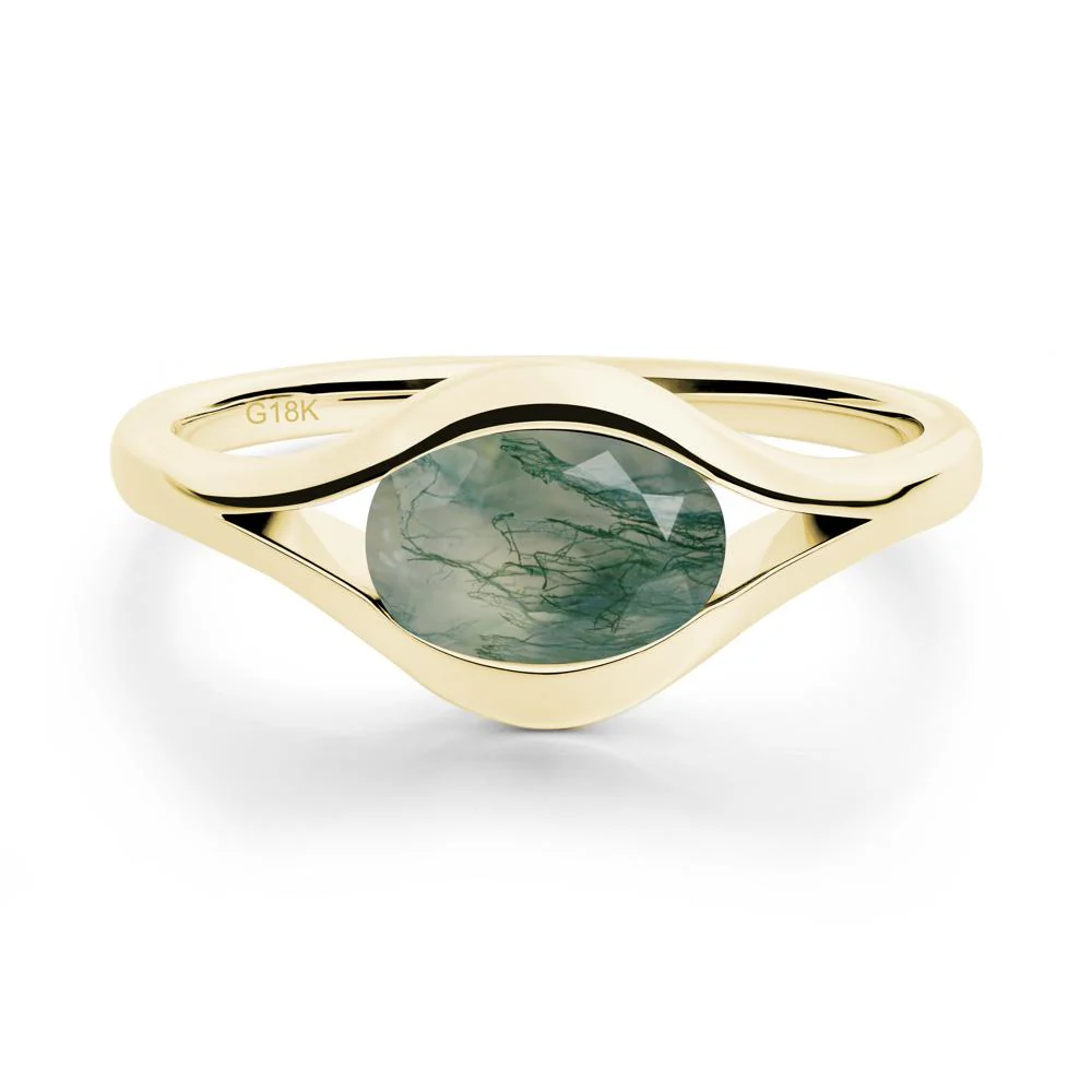 Minimalist Bezel Set Moss Agate Ring - Image 3
