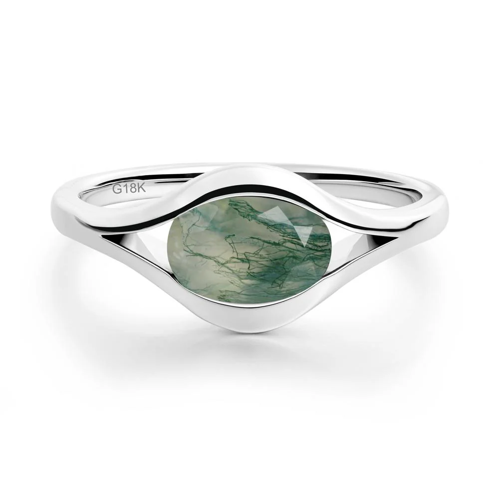 Minimalist Bezel Set Moss Agate Ring - Image 9