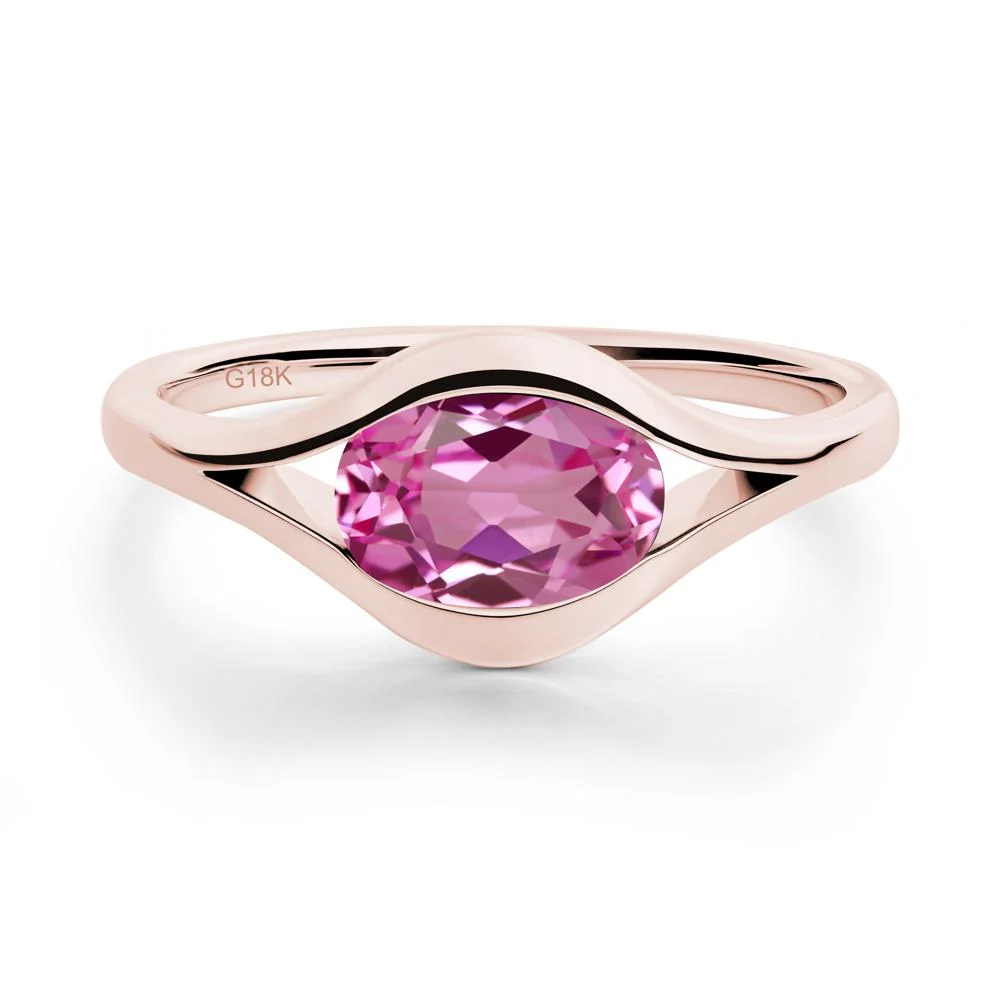 Minimalist Bezel Set Pink Sapphire Ring - Image 3