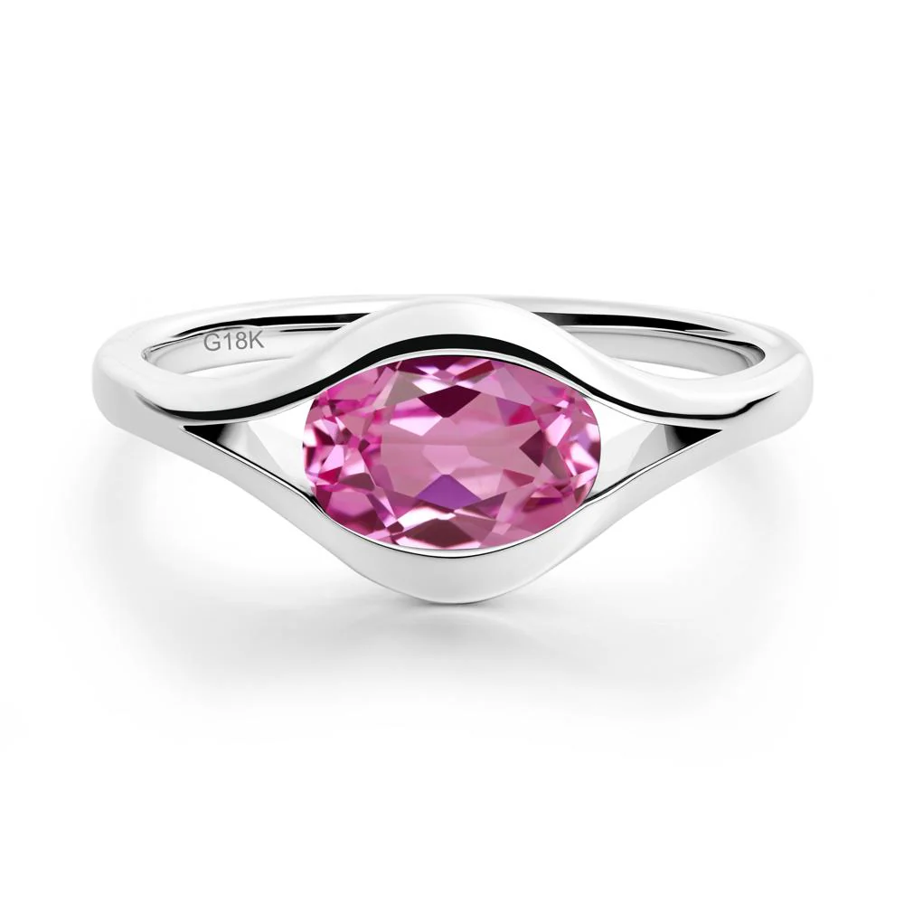 Minimalist Bezel Set Pink Sapphire Ring - Image 4