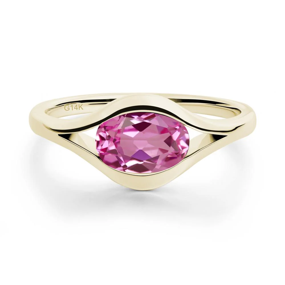 Minimalist Bezel Set Pink Sapphire Ring - Image 7